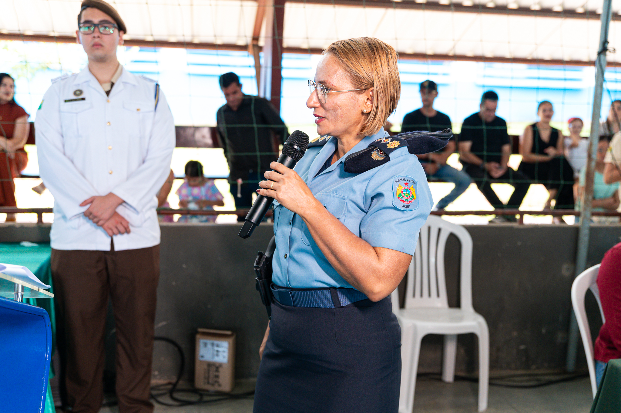A diretora do Colégio Tiradentes, major Ivanise Pontes, destaca o trabalho coletivo. Foto: Davi Barbosa/PMAC