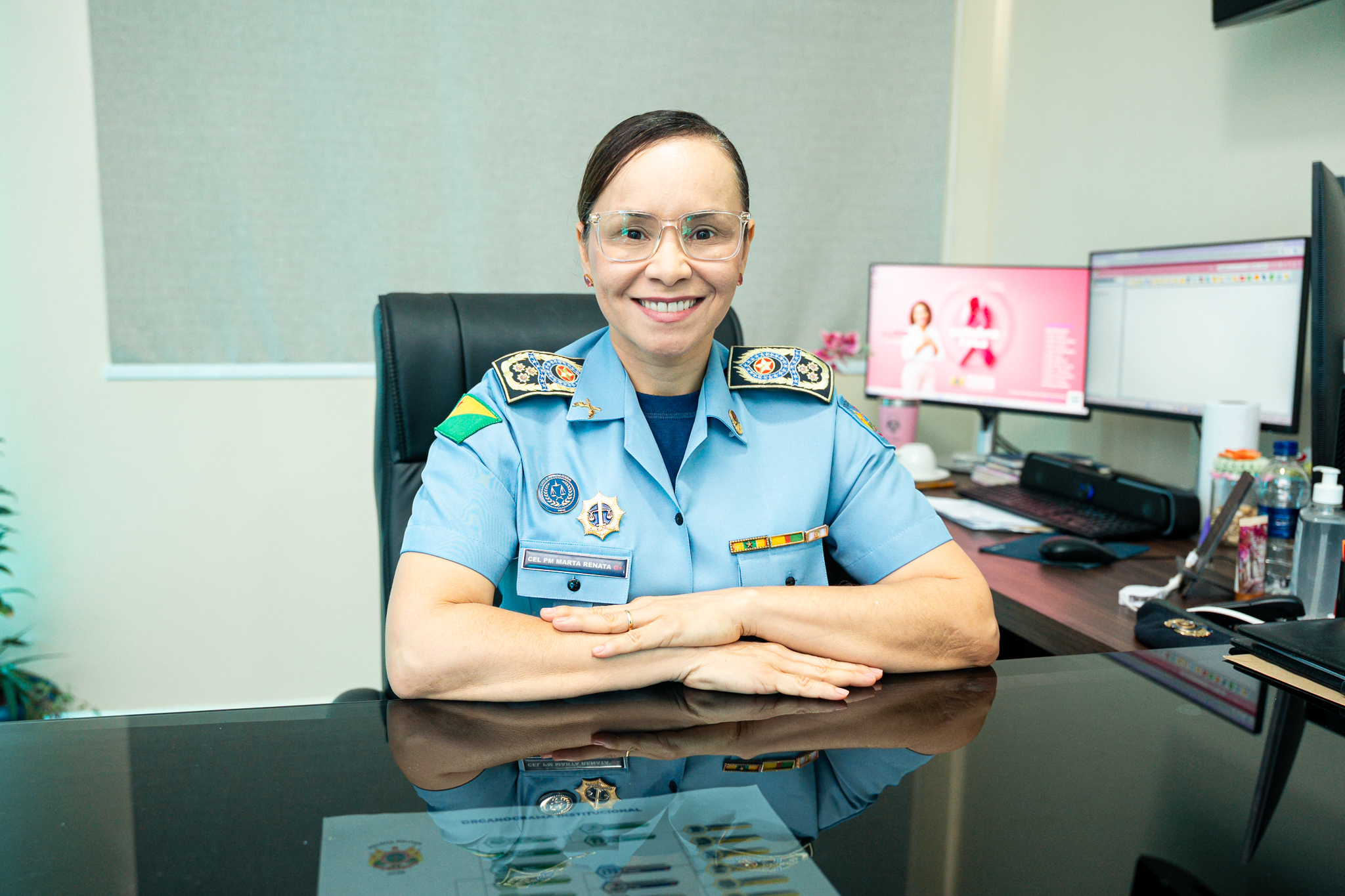 A coronel Marta Renata, comandant-geral da PMAC, acredit que reconhecer esses profissionais significa valorizar o serviço público. Foto: Davi Barbosa/PMAC